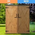 Large Wooden Storage Shed – Teak Patio Tool Cabinet with Locks - Image 3
