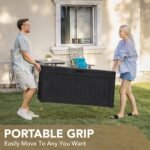120 Gal Waterproof Deck Box – Resin Outdoor Storage (Black) - Image 6