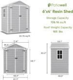 6×4 FT Plastic Outdoor Shed – Light Grey Resin Garden Storage - Image 3