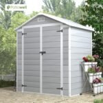 6×4 FT Plastic Outdoor Shed – Light Grey Resin Garden Storage - Image 5