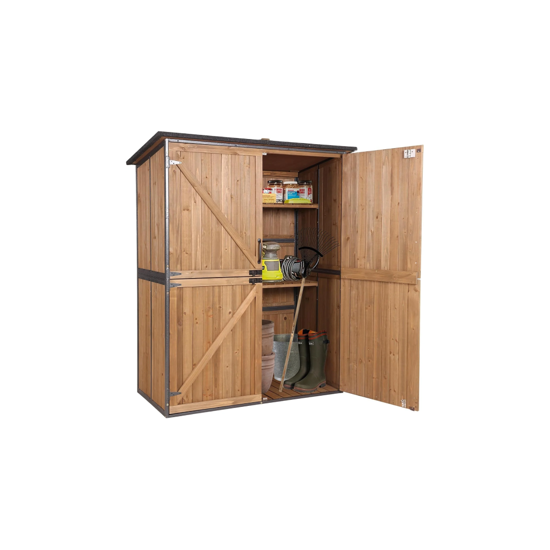 Large Wooden Storage Shed – Metal Frame Lockable Garden Cabin Large Wooden Storage Shed – Metal Frame Lockable Garden Cabin - Image 1