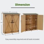Wood Tool Shed – 2 Lockable Doors for Patio & Lawn (Natural) - Image 3
