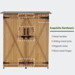 Wood Tool Shed – 2 Lockable Doors for Patio & Lawn (Natural) - Image 8