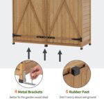 Wood Tool Shed – 2 Lockable Doors for Patio & Lawn (Natural) - Image 6