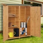 Large Wooden Storage Shed – Teak Patio Tool Cabinet with Locks - Image 2